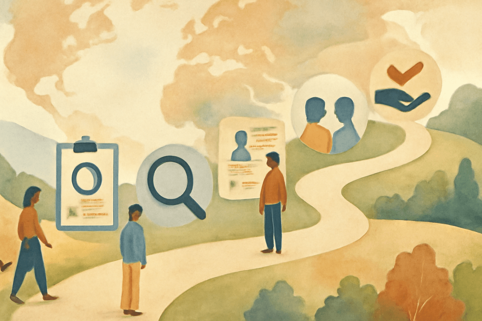 Illustration of a step-by-step hiring process for foreign contractors.