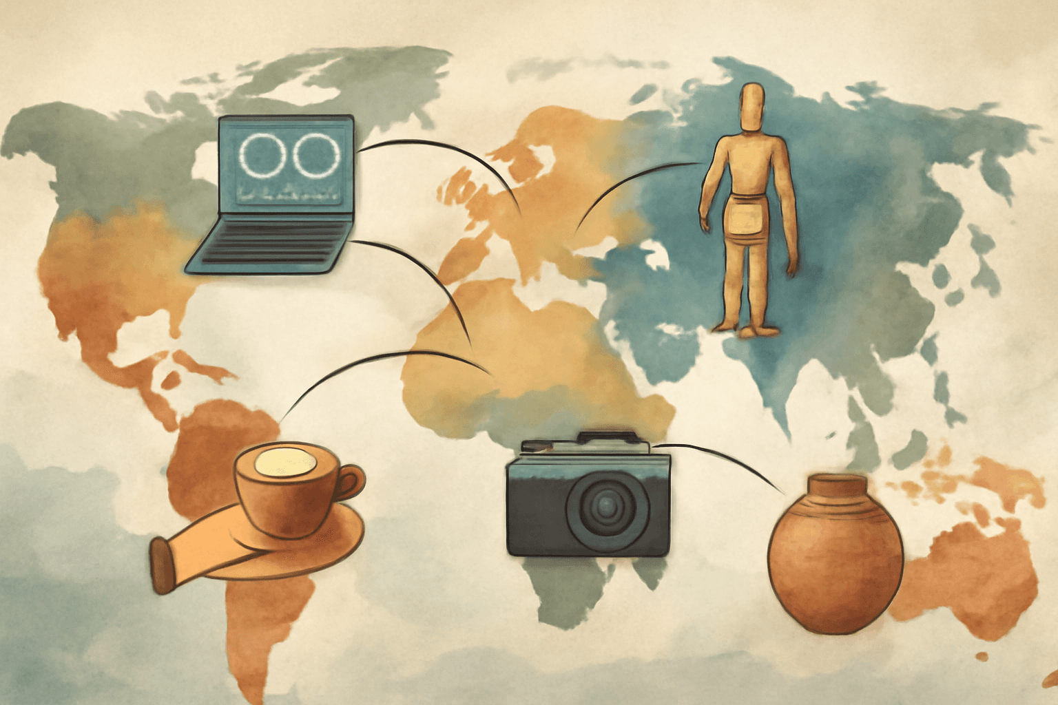 Illustration showcasing various regions known for specific contractor skills.